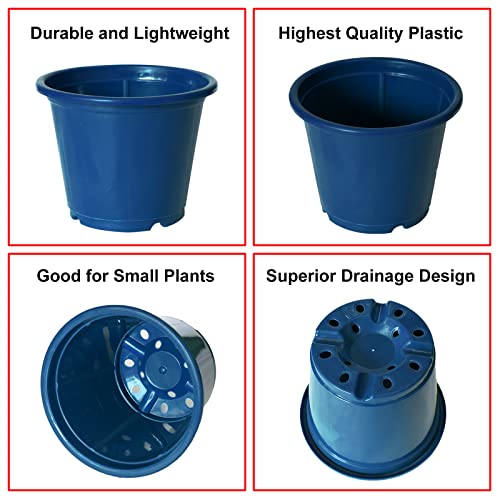 Image of Kuber Industries Durable Plastic Flower Pot|Gamla with Drain Holes for Indoor Home Decor & Outdoor Balcony,Garden,6 inchx5 inch,Pack of 8,(Blue)