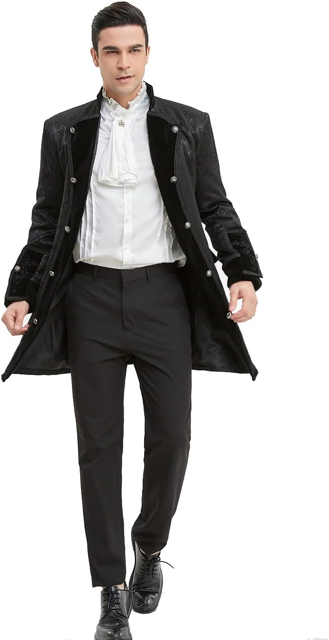 Mens Gothic Victorian Renaissance Tailcoat Steampunk Jacket Frock Coat - Image 5