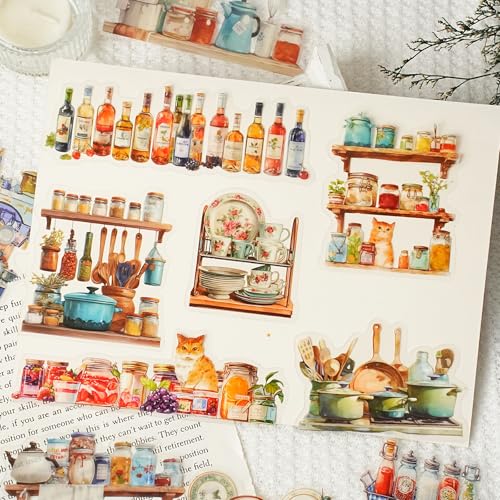 Image of 120Pcs Iandscape Stickers for Scrapbooking,Self-Adhesive Transparent Iandscape Stickers Scrapbook Supplies Journaling Supplies for Adult Card Making Letters DIY Water Bottle Cards Decoration