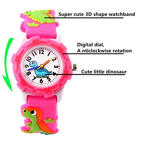Image of Jewtme Cute Toddler Children Kids Watches Ages 3-8 Analog Time Teacher 3D Silicone Band Cartoon Watch for Little Girls Boys