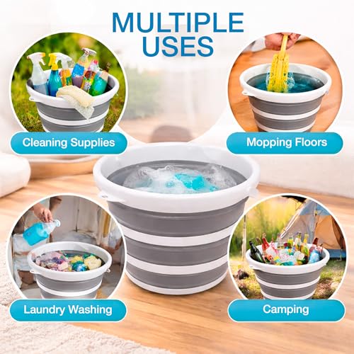 Image of Collapsible Buckets for Cleaning 2.6 Gallons 10L Foldable Bucket Collapsible Beach Cleaning Bucket for Bath Collapsible Bucket with Handle Folding Bucket Foldable Bucket Collapsible Water Bucket