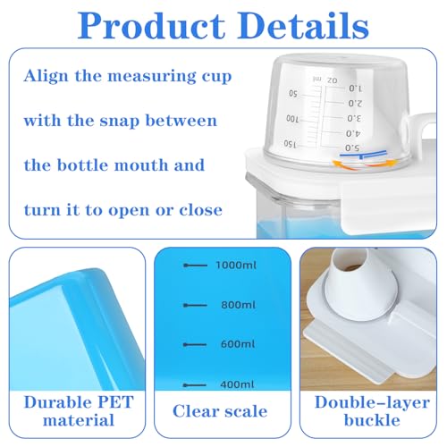 YSWOVUO 2 Stück 1800ML Waschmittelspender mit Messbecher, Luftdichter Waschpulver Dosierer, Waschmittelbox Vorratsbehälter für Waschmittel Waschpulver, Aufbewahrungsbox für Zucker Müsli Hundefutter – Bild 4