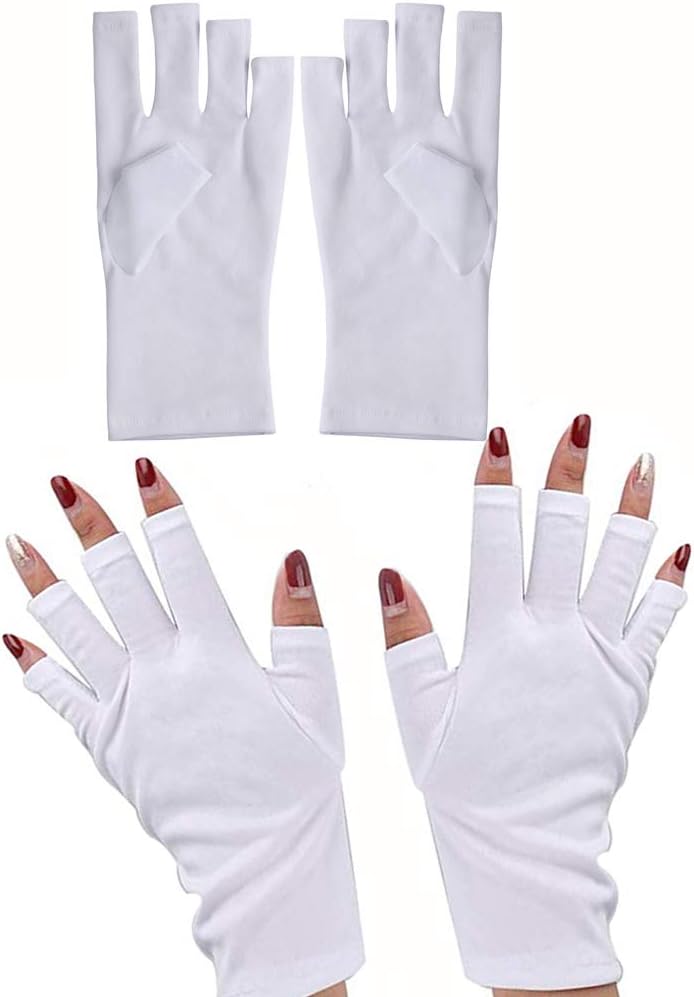 2 Pair UV Shield Gloves for UV Light Lamp Nail Dryer Anti UV Glove for Gel Manicures for LED/UV,Women Sunscreen Gloves for UV Protection
