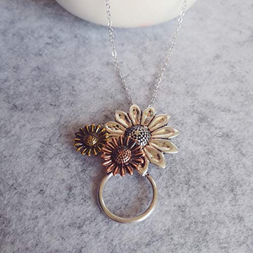NOUMANDA Antique Gold Silver and Rose Gold 3 Sunflower Eyeglass Holder Pendant Necklace2