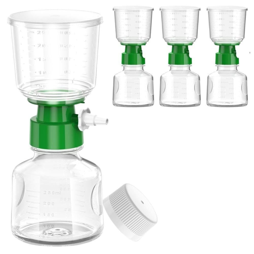 Sterylny filtr próżniowy 12 sztuk sterylnej filtracji próżniowej do butelek z membraną PES 0,22/0,45 μm, lejek 250 ml, odbiornik 250 ml (250 ml 0,45um 12 szt.)