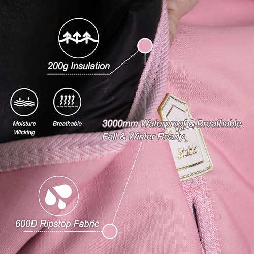 Image of BARN & STABLE 600Denier 3000mm /3000mvp Super Waterproof & Breathable Horse Blankets for Winter with 200g Fill