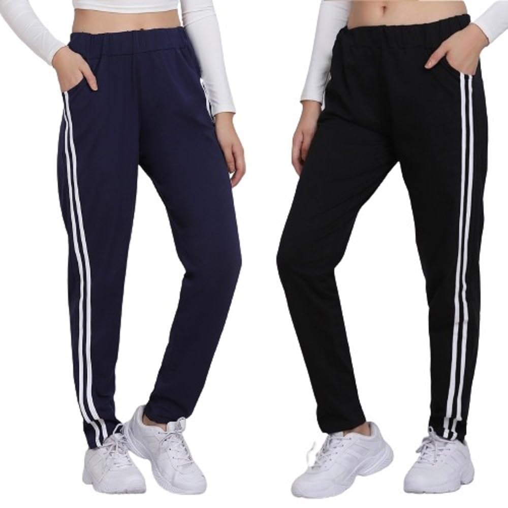 Women's Cotton Blend Striped Track Pant | Casual Wear Joggers | Sports & Lounge Lower for Ladies Combo Set-picture-14