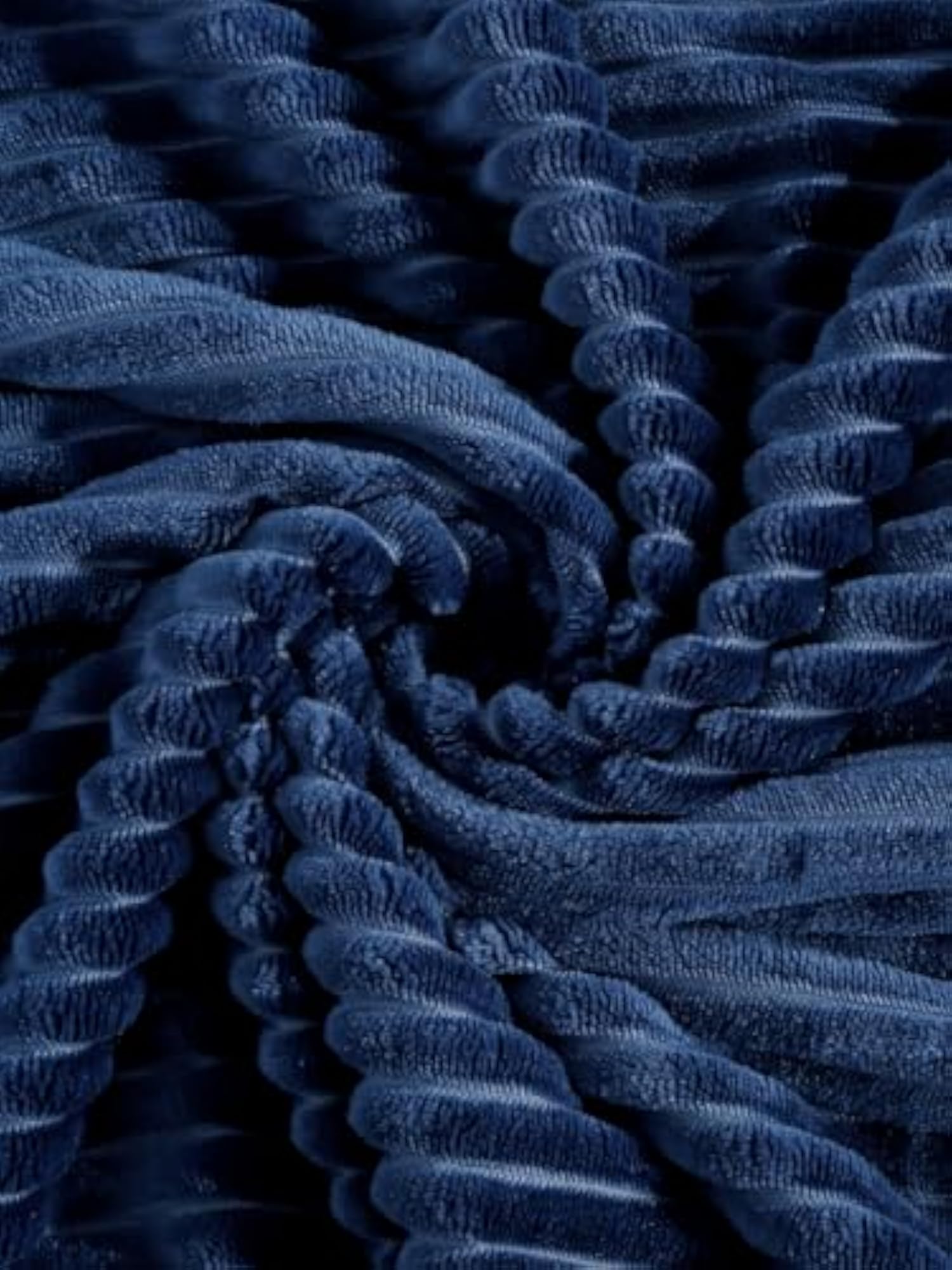Navy Blue Striped Winter Embossed Woollen Double Bed Comforter