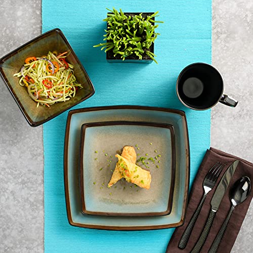 Gibson Elite 101859.16RM Tequesta Square Reactive Glaze Stoneware Plates And Bowls Dishes Dinnerware Set thumb #5
