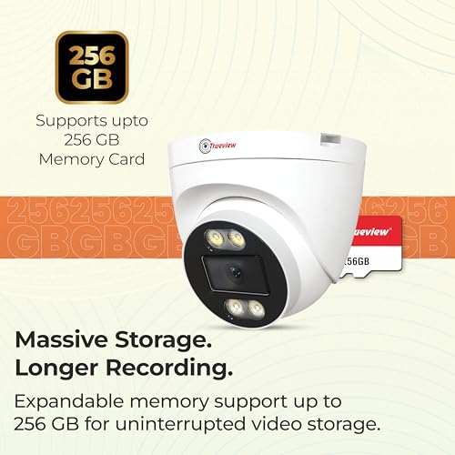 Image of Trueview 3MP 4G Dome Security Camera | All Time Color Night Vision | 4G SIM Support | Human Detection | Two Way Audio | Supports Upto 256GB Memory Card | STQC Approved