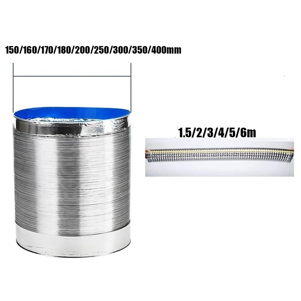 Tubo Di Ventilazione Flessibile Condotto D'aria In Lamina Di Alluminio Tubo Di Scarico D'aria Per Cappa Aspirante, Uso HVAC(L 4m(13.1ft),400mm(15.7"))