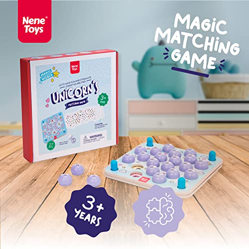 Nene Toys Unicorn’s Memory Game - Wooden Board Game For Kids Age 3 4 5 6 Years Old - Familiar Memory Matching Toy With 10 Magic Patterns - Educational Toy For Cognitive Stimulation #TOP4