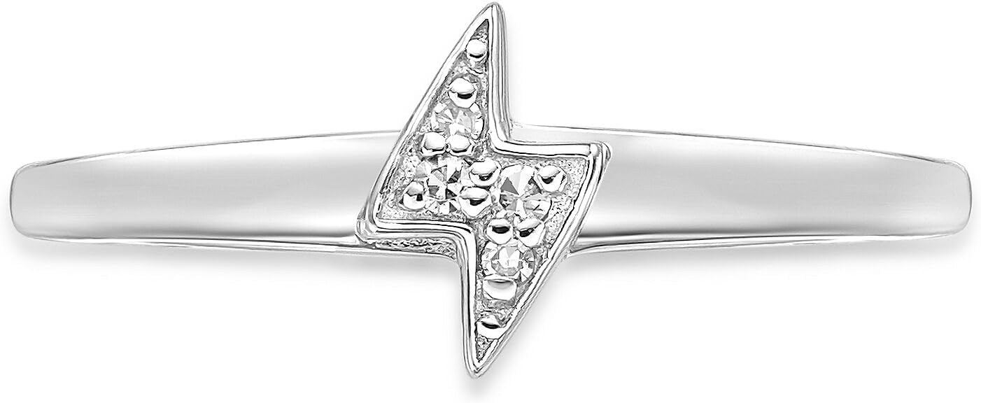 Lavari Jewelers 1/50 Carat Natural Diamond Lightning Bolt Toe Ring for Women I 925 Sterling Silver Toe Ring for Her (H-I, I2-I3, 0.03 cttw) Adjustable Open Toe Band I One Size Fits Most Toes