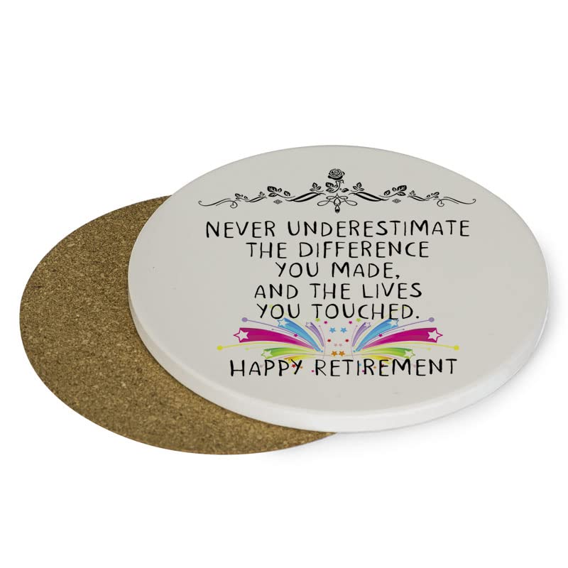Happy Retirement, Leaving Gifts, Appreciation Gifts, Gift for Colleagues, Workers, Staffs, Office Gift Tableware, Drinks Coffee-Tea Coaster. (Round Ceramic Coaster)