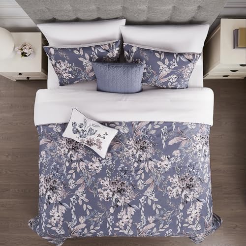 Image of Modern Threads 5-Piece Printed Comforter Set, Thea King in Silver Purple - Soft Comforter, 2 Pillow Shams, and 2 Decorative Pillows