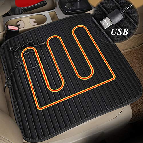 ZATOOTO Heated Seat Cushion for Car, USB 5V Black Nonslip Chair Heating Cover