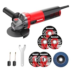 Angle Grinder, 7.5-Amp 4 1/2 inch Electric Grinder Power Tools 12000 RPM with Cutting and Grinding Wheels, Flap Disc and Auxiliary Handle for Cutting, Grinding, Polishing