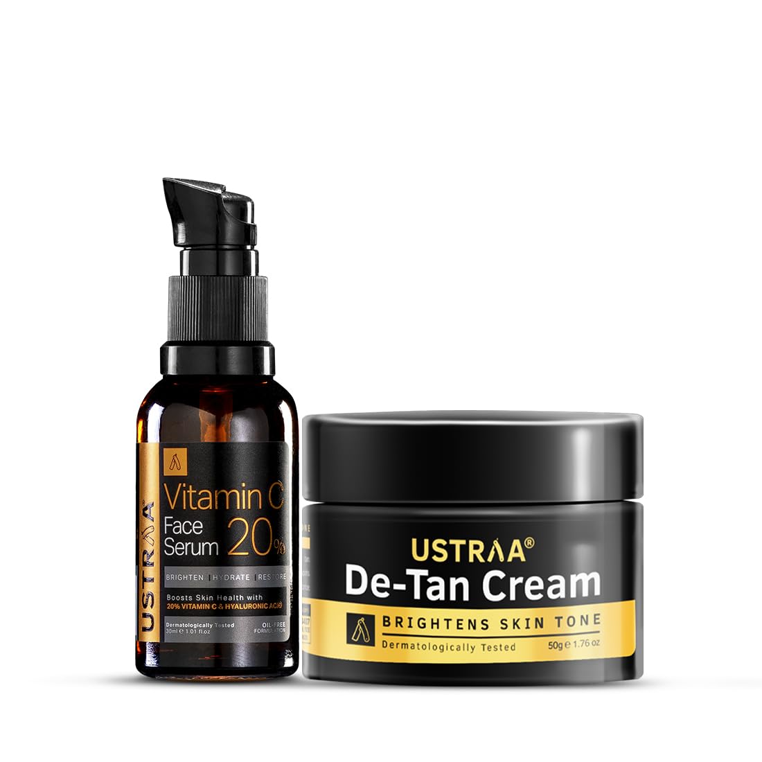 Ustraa 20% Vitamin C Face Serum - 30ml | 20% Vitamin C in Pure form | Anti-Aging, Brightening & De-Tan Cream For Men -50g | Effective Tan Removal | Even Skin tone, Prevents Dark Spots, Without Bleach