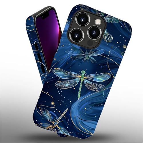 Coque iPhone 13 Pro Max silicone liquide libellules bleu vert mat - 3