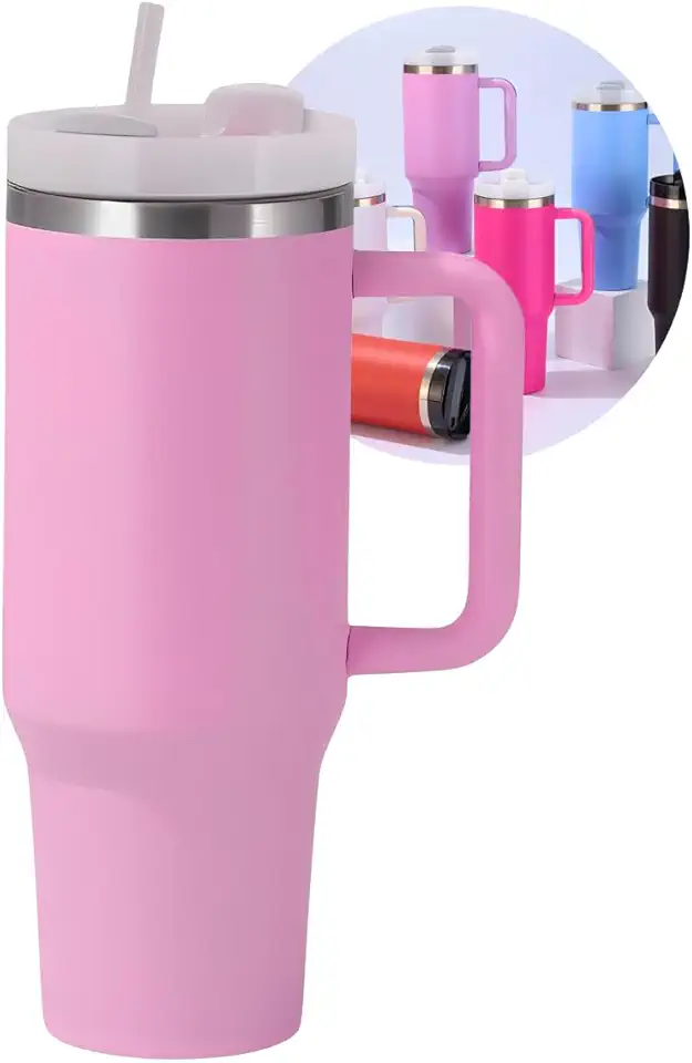 Copo Térmico com Tampa 1200 Ml Caneca Garrafa Térmica Com Canudo - Inox Parede Dupla (Lilás)