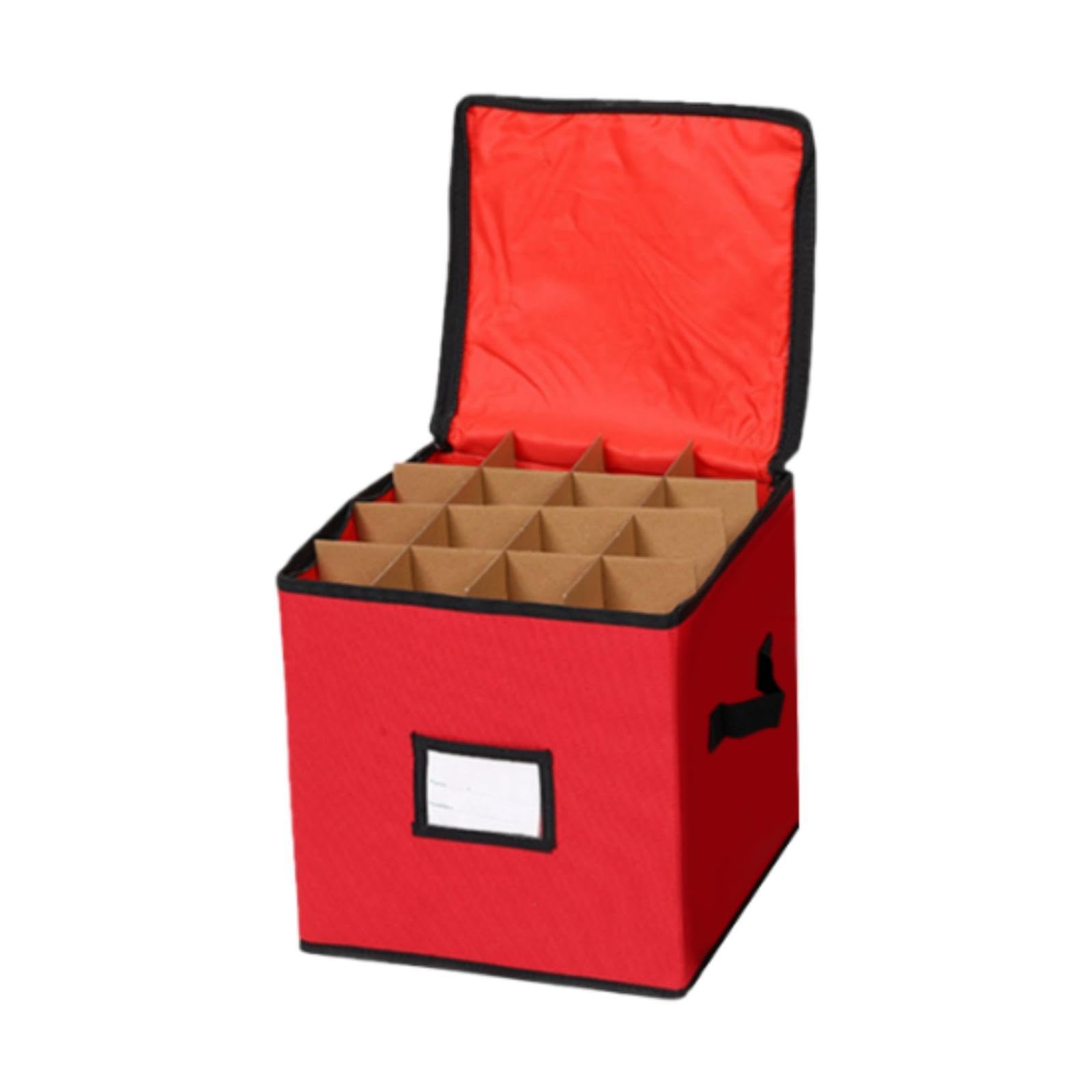 Boîte de rangement boules de Noël rouge en tissu Oxford avec séparateurs amovibles