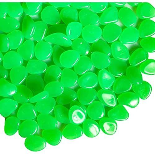 Oubest Glow in The Dark Pebbles/Glow Stones/Glowing Rocks Green Decor for Garden/Fish Tank/Aquarium/Walkway/Driveway/Plant Pots/Bonsai (200, Green)