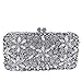 Women Snowflake Evening Bags Wedding Bridal Flower Crystal Clutch Purse Party Box Rhinestone Handbag (Mini,Silver)