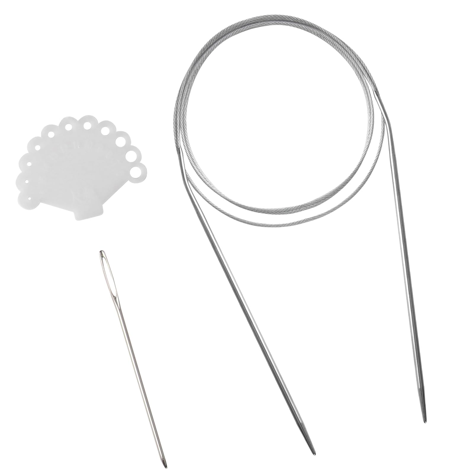 8 Pezzi Ferri Circolari in Acciaio Inossidabile, Ferri da Maglia per Maglioni Ferri da Maglia 80cm, Misure 2-8mm, Ideali per Maglioni, Sciarpe, Cappelli, Guanti e Progetti di Tessitura Creativa