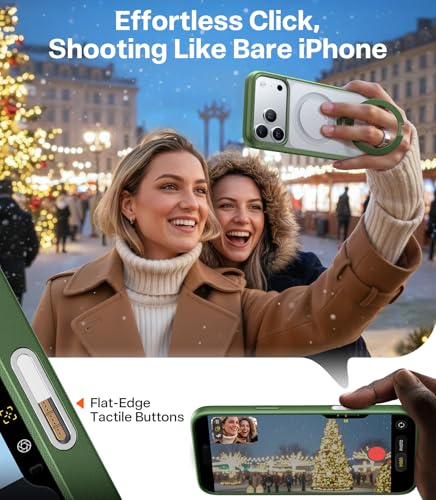 Image of TORRAS Q3 Spin for iPhone 17 Pro Case, 360 Magnetic Stand, Alpine Green | Compatible with MagSafe, Built-in Kickstand, Camera Control, 4X Military-Grade Shockproof Translucent Phone Case for 17 Pro