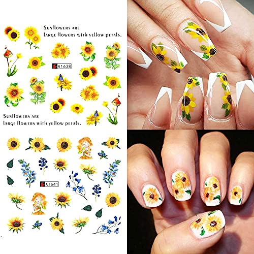 Nagelsticker,24 Blatt Blumen Nail Art Sticker 3D Wassertransfer, Nagelaufkleber, Kirsche Sonnenblume Sommer nageldesign… – Bild 5