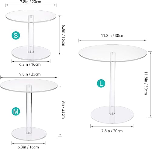 Miniatura 7 de KVMORZE Soporte acrílico para tartas, soportes redondos transparentes para mesa de postres, postres, cupcakes, pastelería, caramelos, para bodas,