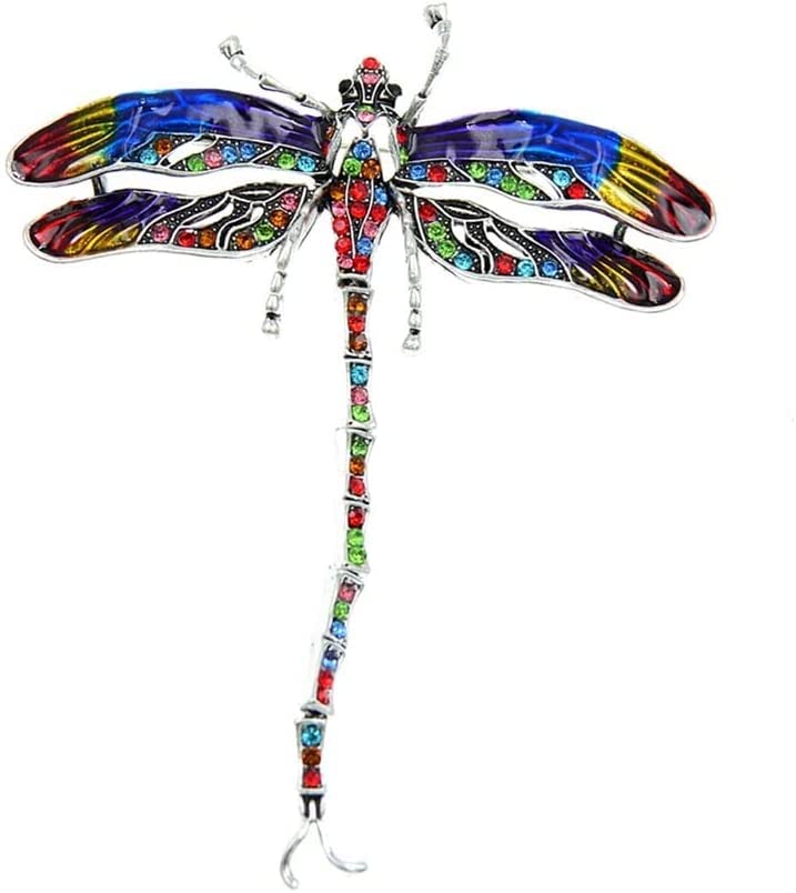 Brosche Bunte Emaille Libelle Broschen für Frauen Mantel Pin 2Colors Insekt Schmuck Strass Zubehör