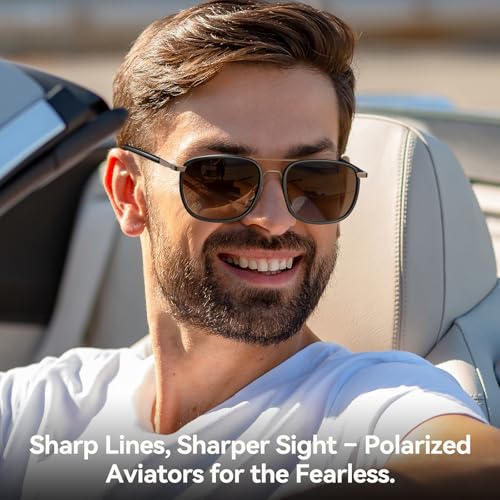 Dollger Polarized Trendy Sunglasses for Men Women Square Aviator UV Protection Lightweight Oversized Metal Sun Glassses4