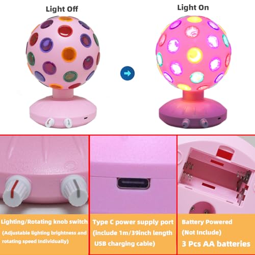 Lampe LED rotative à 360° rose alimentée par USB ou piles - 5