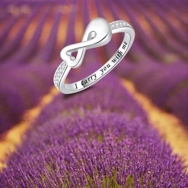 Fookduoduo Infinity Cremation Ring for Ashes - 925 Sterling Silver Cremation Urn Jewelry I Carry You with me Memorial Keepsake Locket Rings for Human/Pet Ash4