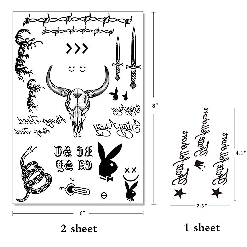 Greae Post Malone Inspired Face Temporary Tattoo Stickers For Diy Halloween Costume Parties | Realistic | Skin Safe | Includes Face, Hands, Fingers, Neck & Arm Tattoos #TOP1