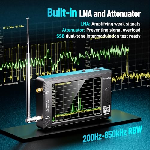 Image of SeeSii TinySA Ultra+ Spectrum Analyzer with ZK06-20dB Low Noise Amplifier, 4.0 Inch 100 kHz to 5.4 GHz Handheld Tiny Frequency Analyzer with 32Gb Card,100kHz to 800MHz MF /HF /VHF UHF Input