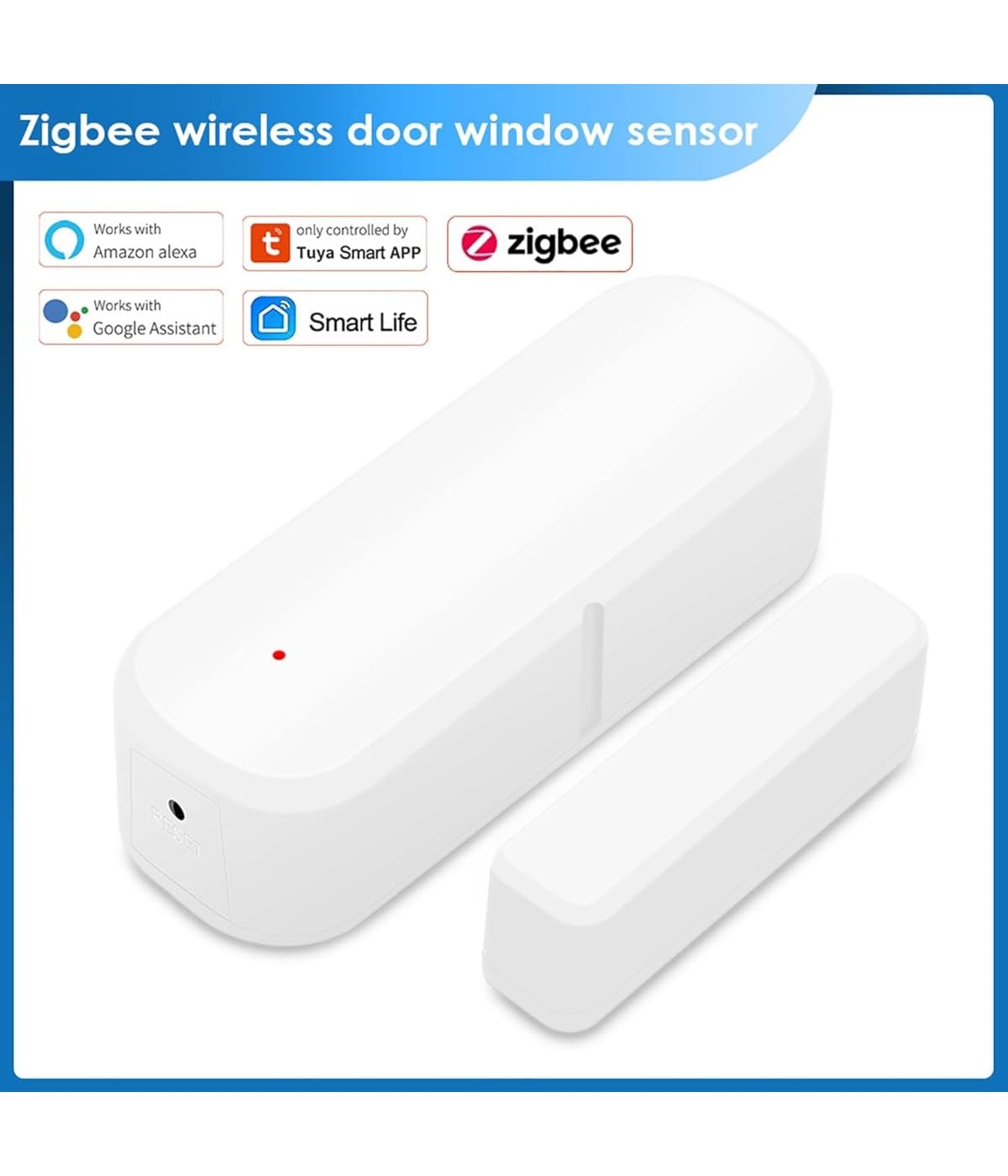 Sensor de puerta inteligente, sensor de ventana de puerta con 10 Zigbee, sensor de puerta inteligente WiFi, sensor de puerta y ventana, puede acceder y monitorear de forma remota, para la seguridad