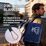 Travel Blanket and Pillow-2-in-1, Ultra-Soft&Compact,Airplane Blanket with Hand Luggage Belt and Backpack Clip,Travelers Accessories Gifts, 61x43 Inches（Navy） - Image 5