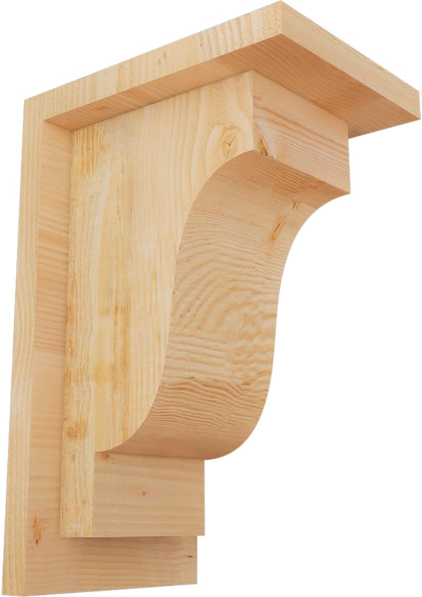 Ekena Millwork COR06X08X08NEW01RWR 6"W x 8"D x 8"H Newport Rough Sawn Corbel w/Backplate, Western Red Cedar