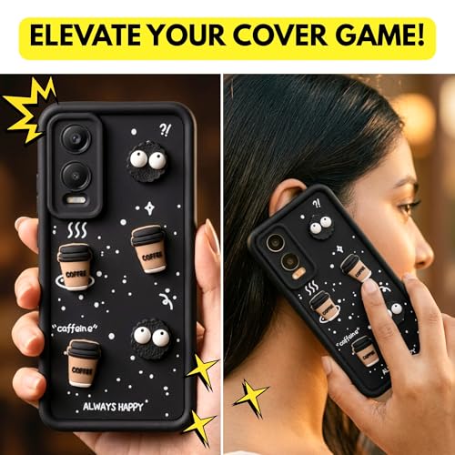 Image of DARKFIT Back Case Cover Compatible for OnePlus Nord CE4 Lite 5G | Cute Fun Cartoon Ball 3D Coffee Silicone Case | Body Protection | Camera Protection | Shock Proof | Color Black