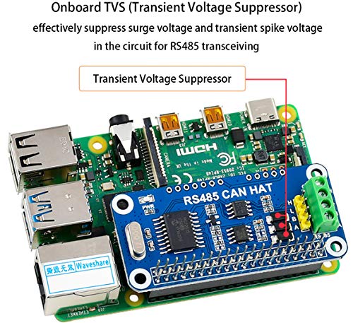 Waveshare RS485 CAN HAT FOR RPI Rs485 Can Hat For Raspberry Pi 4B/3B+/3B/2B/B+/A+/Zero/Zero W/Wh,Allow Long-Distance Communication Via Rs485/Can Function Onboard Can Controller Mcp2515 Via Spi Interface Transceiver Sn65Hvd230 thumb #3