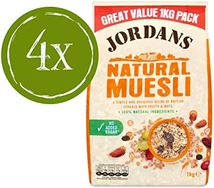 Jordans Natural Muesli | Breakfast Cereal | Vegetarian | High Fibre | 4 PACKS of 1 kg
