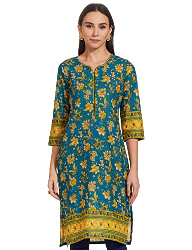 Image of Rangriti Womens Round Neck Printed Kurta