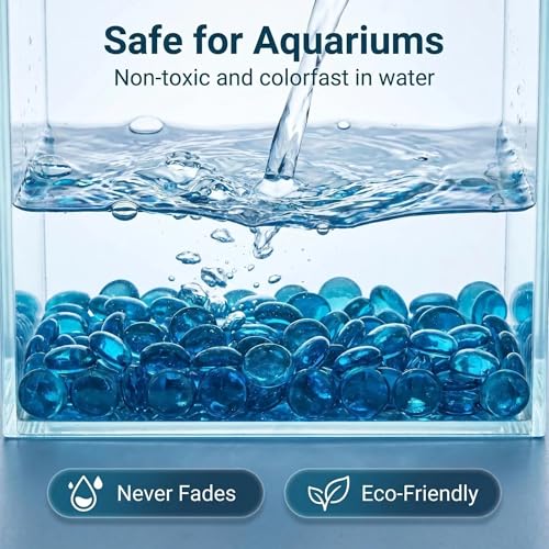 Image of Filler Sea Blue Flat Marbles,Glass Gems (1 Pound Approx 100) Table Scatter,Vase, DIY Crafts,1LB