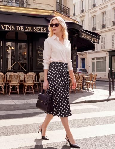 Image of Belle Poque Women's Midi Pleated A-Line Skirts Pockets
