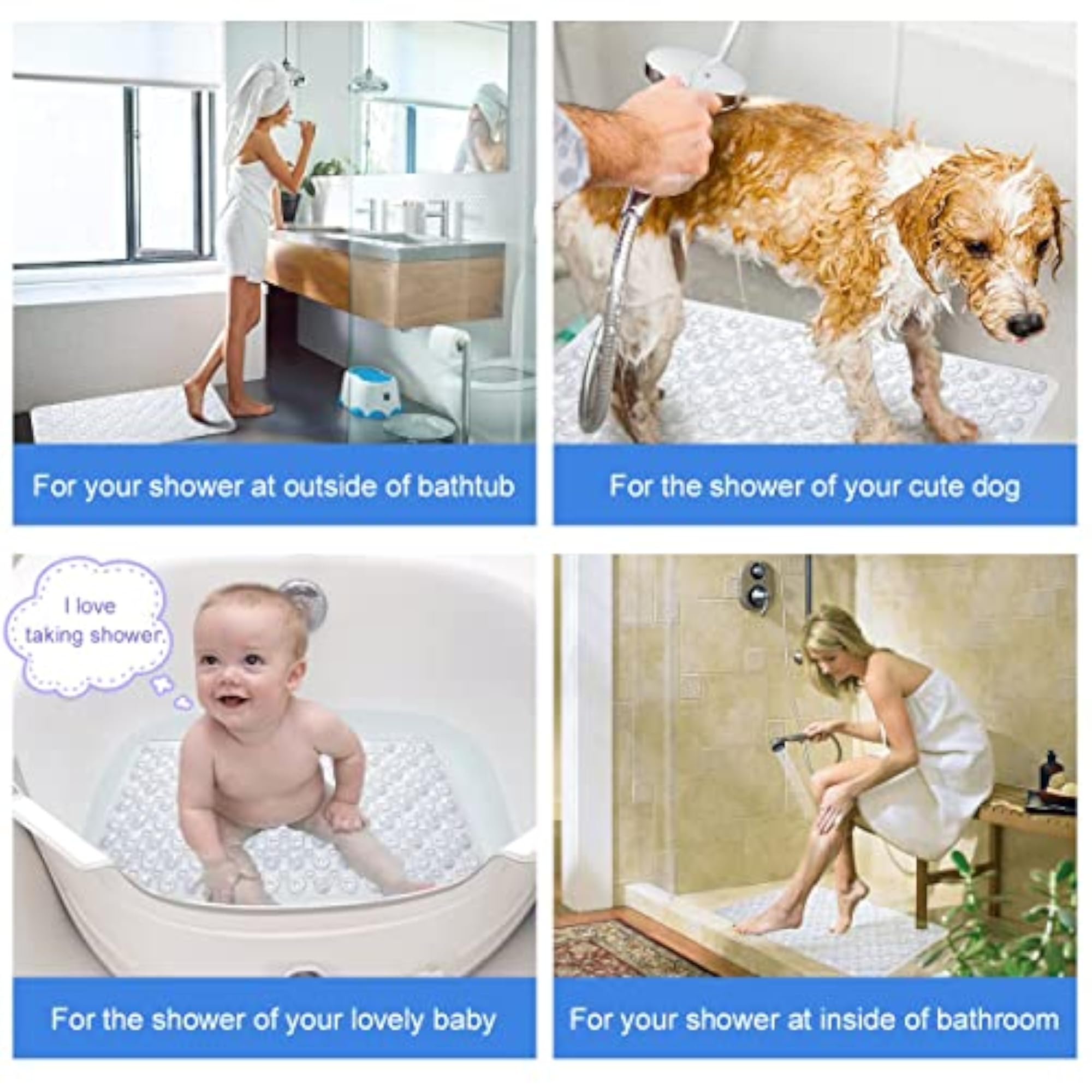 Non-Slip TPR Shower Mat with Suction Cups