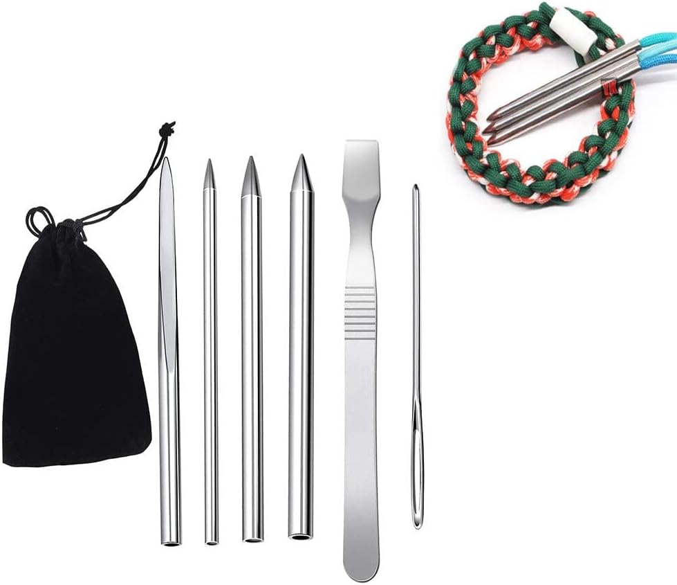 Stainless Steel Paracord Stitching Set with Storage Bag DIY Bracelet Weaving Tool Paracord Lacing Needle Smoothing Tool - (Color: 2)