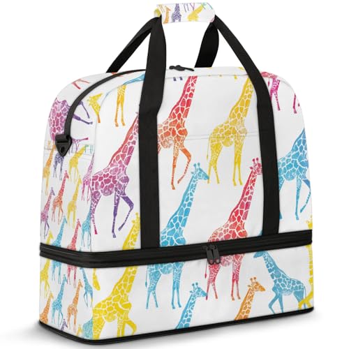 Large Weekender Overnight Bags Travel Duffel Bag for Women Men Animal Cute Colorful Deer Gym Bag With Shoe Compartment Foldie Travel Tote Bag Carry On Personal Item Bag for Travel Gym Sports