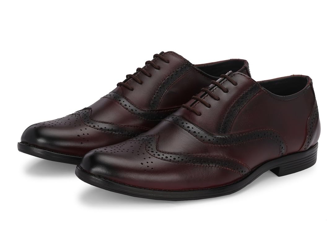 massari Men's Genuine Leather Brogue Lace Up Formal Shoes-picture-21